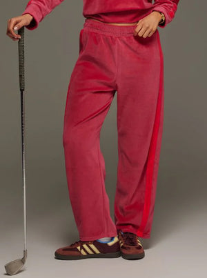 Mara Velour Pant - Pomegranate