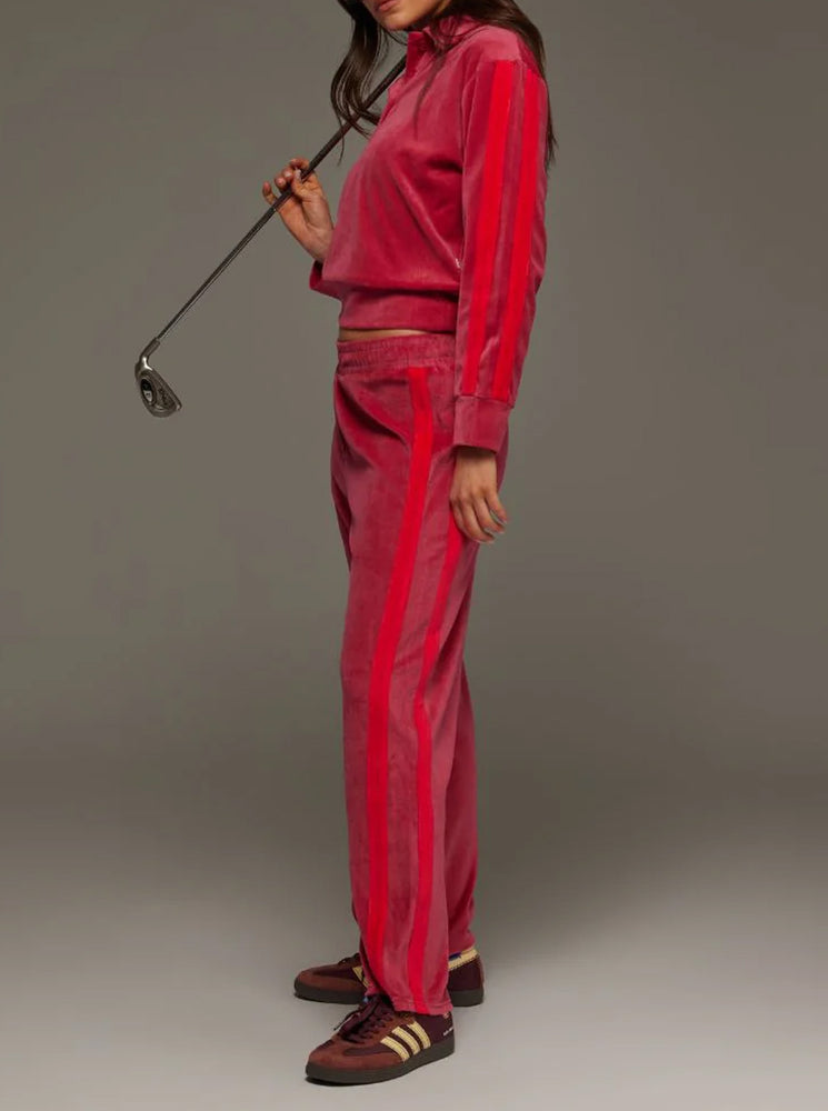 Mara Velour Pant - Pomegranate