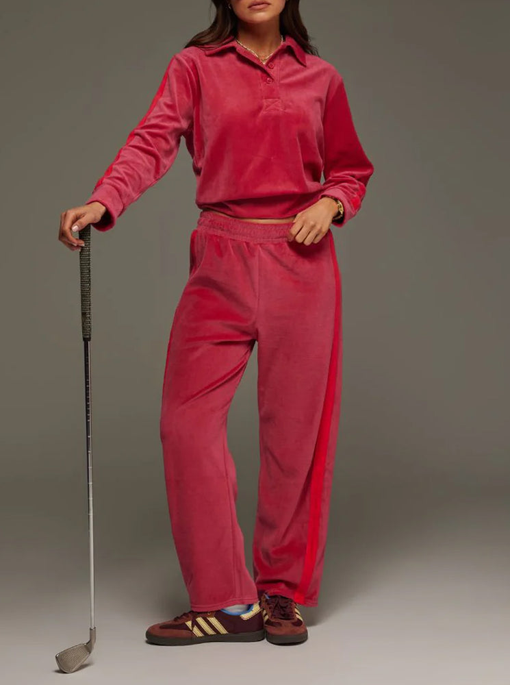 Mara Velour Sweater - Pomegranate