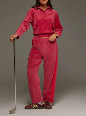 Mara Velour Sweater - Pomegranate