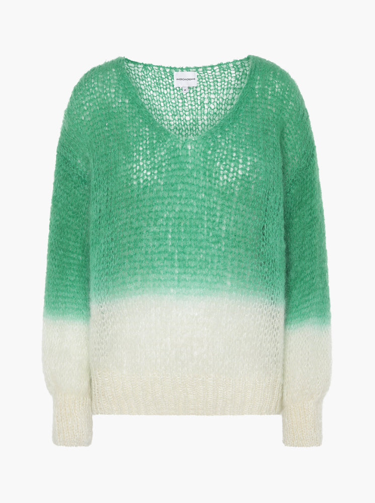 Milana 2-Colored LS Mohair Knit - Green/White