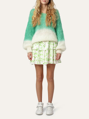 Milana 2-Colored LS Mohair Knit - Green/White