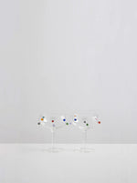 2 Pomponette Champagne Coupes - Clear/Multi