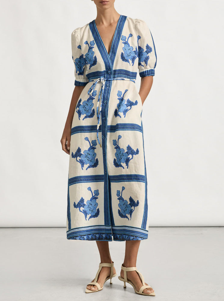Portrait Dress - Azure Collage
