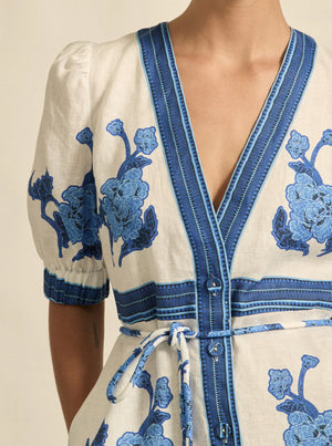 Portrait Dress - Azure Collage