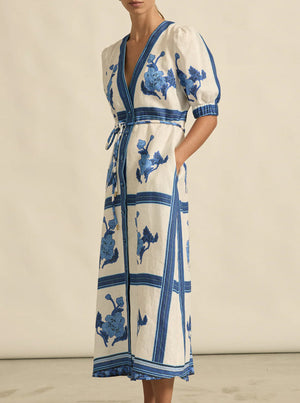 Portrait Dress - Azure Collage