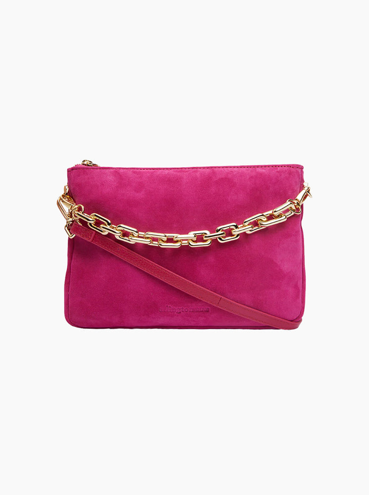 Samantha Crossbody - Hot Pink Suede