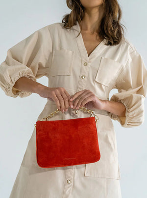 Samantha Crossbody - Red Suede