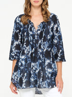 Shibori Poppy Top - Navy