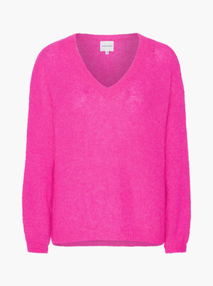 Silja V Neck Knit - Neon Pink