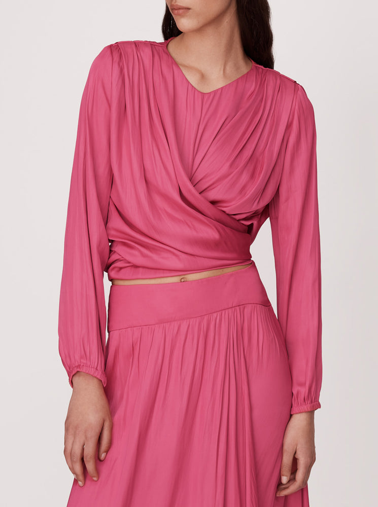 Oriana Wrap Top - Fuchsia