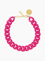 Flat Chain Necklace - Fuchsia