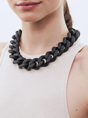 Flat Chain Necklace - Matt Black