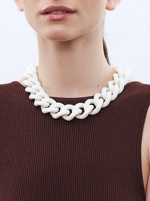Flat Chain Necklace - Matt Off White