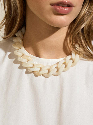 Flat Chain Necklace - Pearl Marble