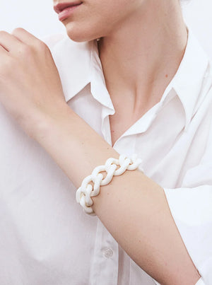 Flat Chain Bracelet - Matt Off White