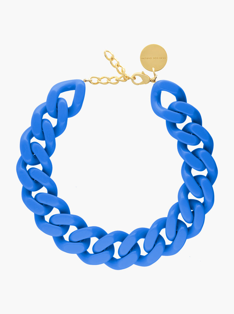 BIG Flat Chain Necklace - Blue