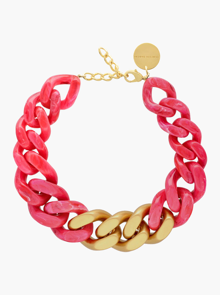 GREAT Necklace with Gold - Pink Marble