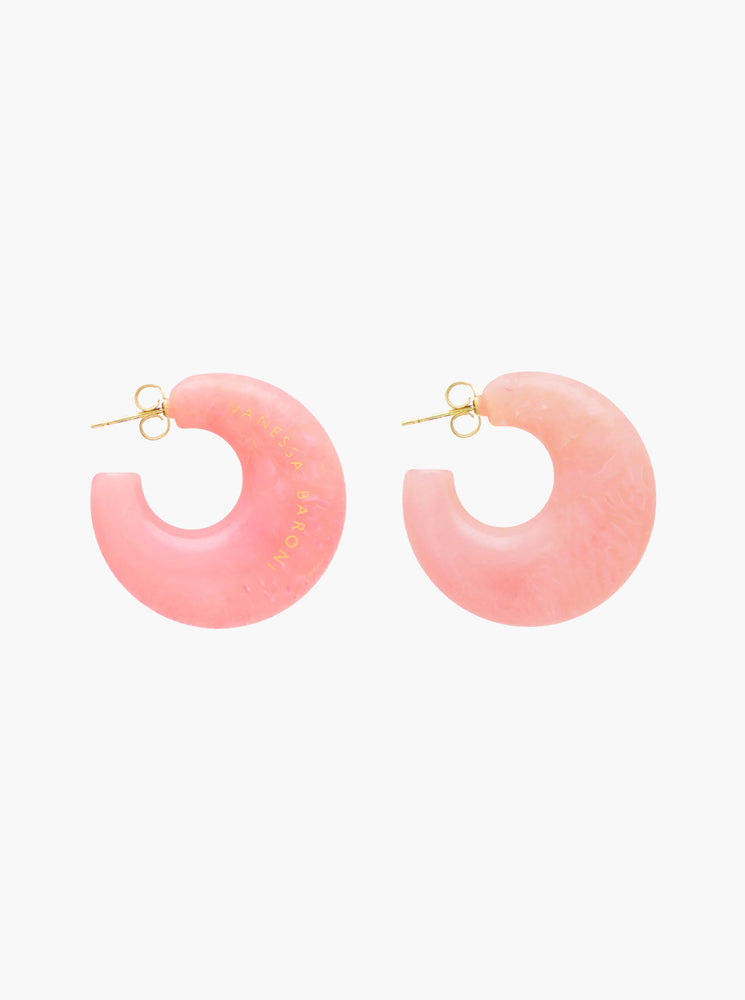 Moon Earring - Neon Pink Marble