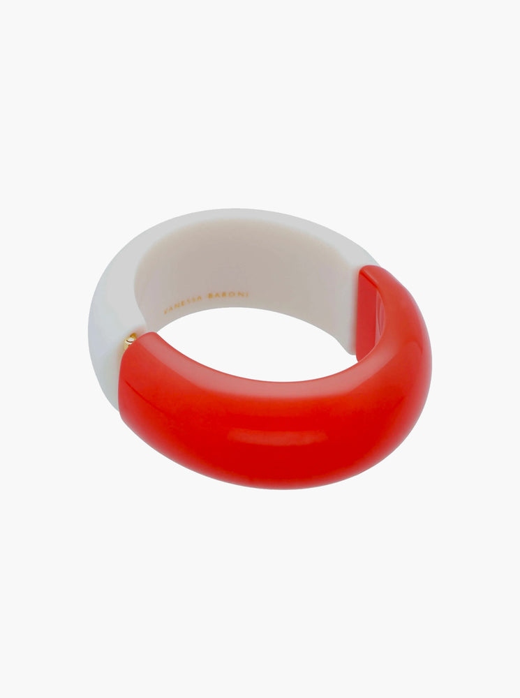 2 Color Bangle - Red Off White