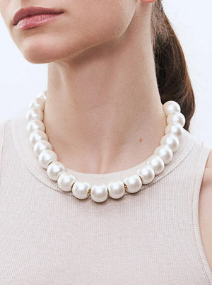 Small Beads Necklace Short - Pearl