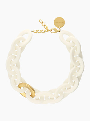 Oval Necklace Short with Gold - Matt Off White