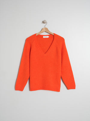 Fluor V-Neck Sweater - Coral