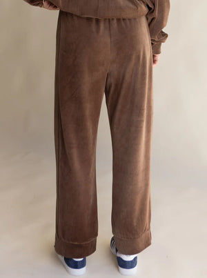 Velour Piping Pant - Chocolate