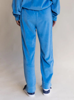 Velour Piping Pant - Dusty Blue