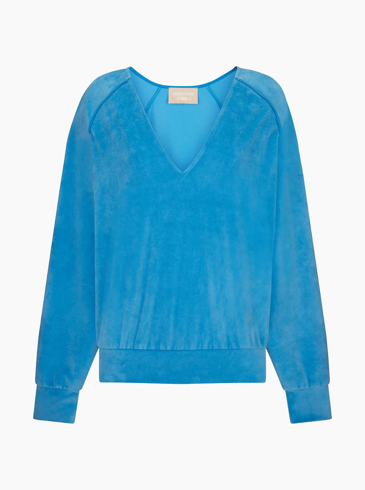Velour Piping Sweatshirt - Dusty Blue