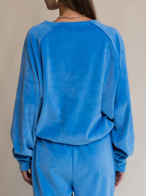 Velour Piping Sweatshirt - Dusty Blue