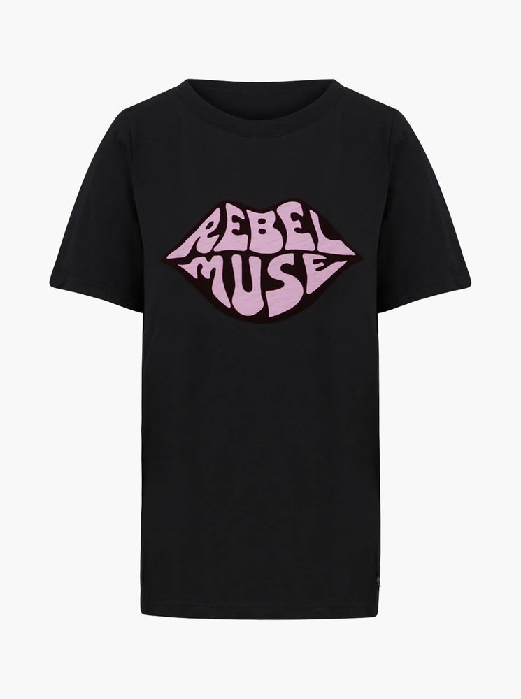 T-Shirt W. Rebel Muse Print - Black