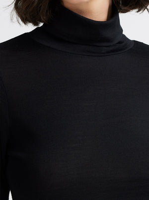 Turtle Neck Merino Tee - Black