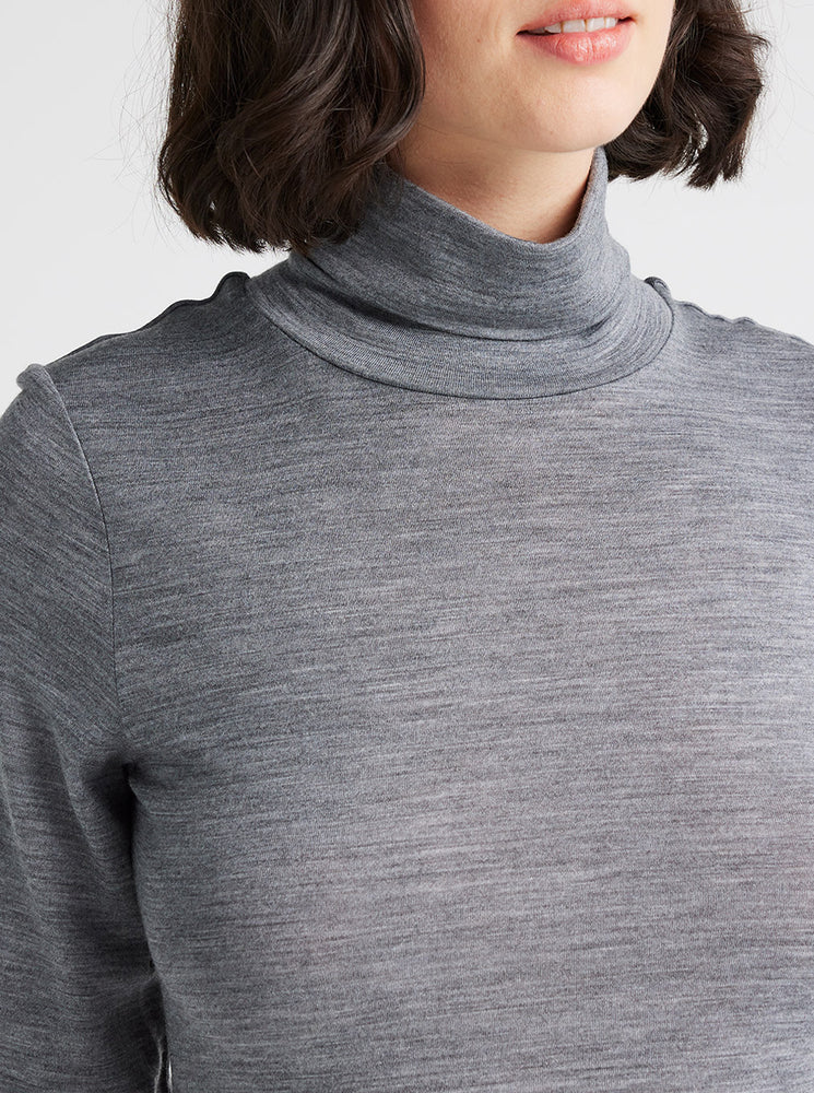 Turtle Neck Merino Tee - Mid Grey