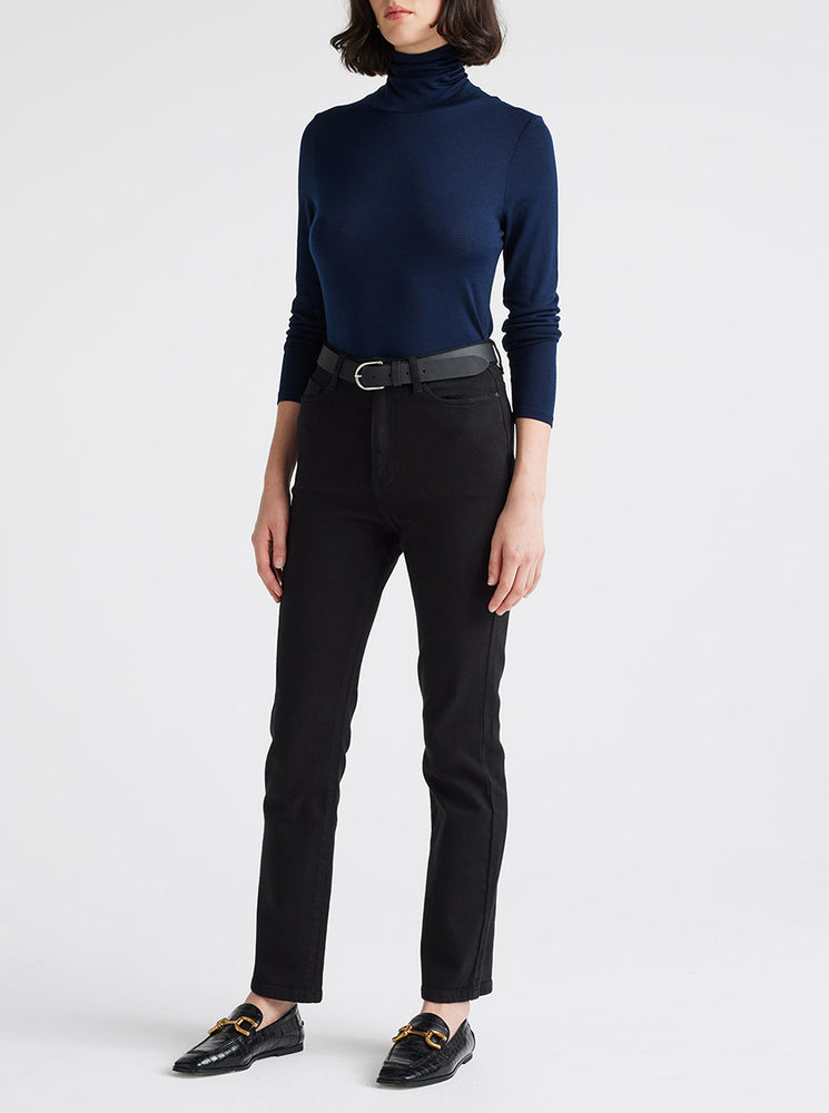 Turtle Neck Merino Tee - Navy