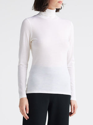 Turtle Neck Merino Tee - Warm White