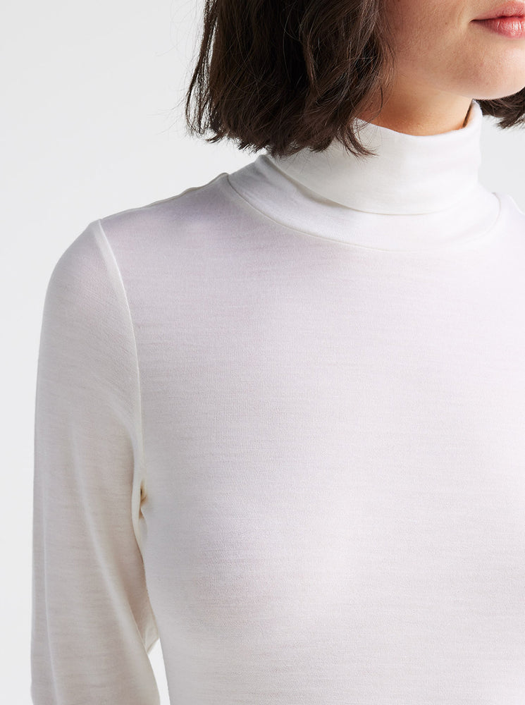 Turtle Neck Merino Tee - Warm White