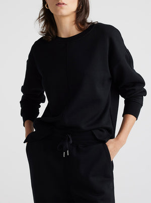 Lounge Split Hem Crew - Black