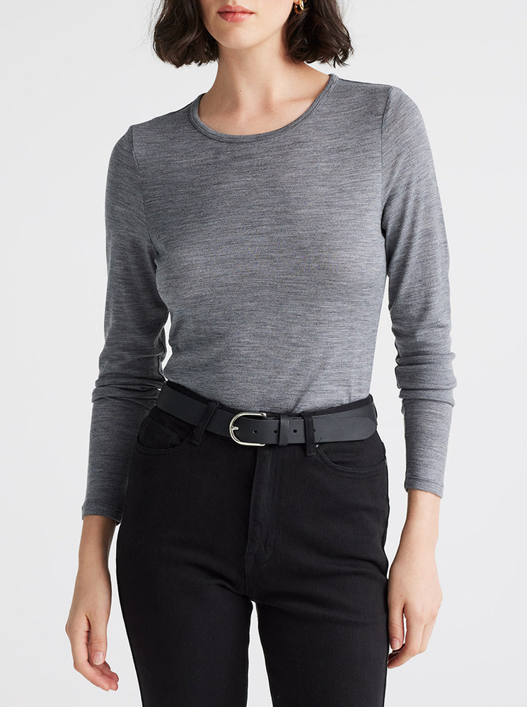 Crew Merino Tee - Mid Grey