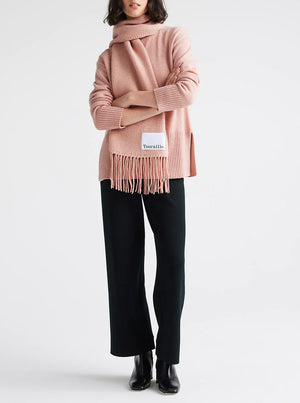 Fringed Knit Scarf - Quartz Pink