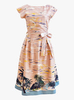 Beatrice Cap Sleeve Dress - Pink Desert Island