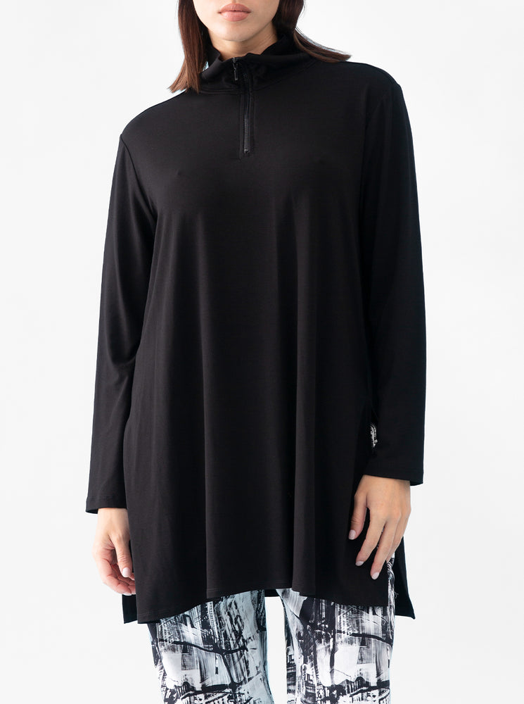 Half Zip Maxi Sweater - Black