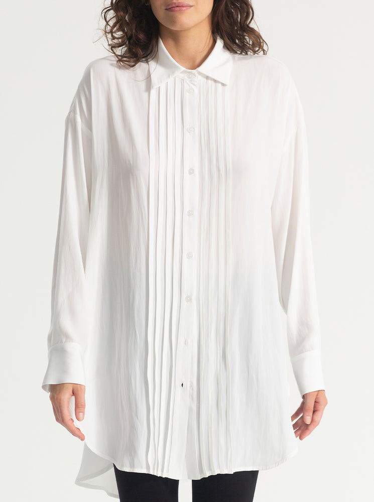 Pintuck Over-Shirt - White