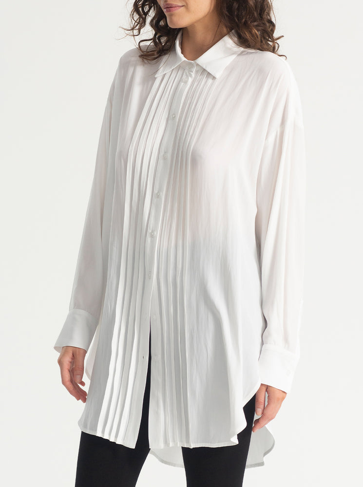 Pintuck Over-Shirt - White