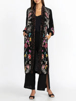 Tiarei Velvet Bishop Sleeve Kimono Coat - Multi