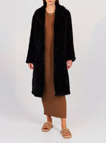 Faux Fur Oxford Coat - Black