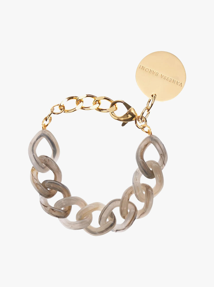 Flat Chain Bracelet - Grey Marble
