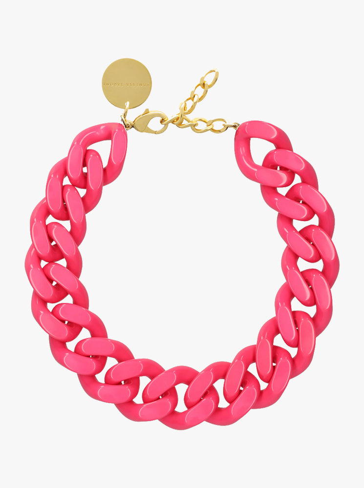 BIG Flat Chain Necklace - Pink
